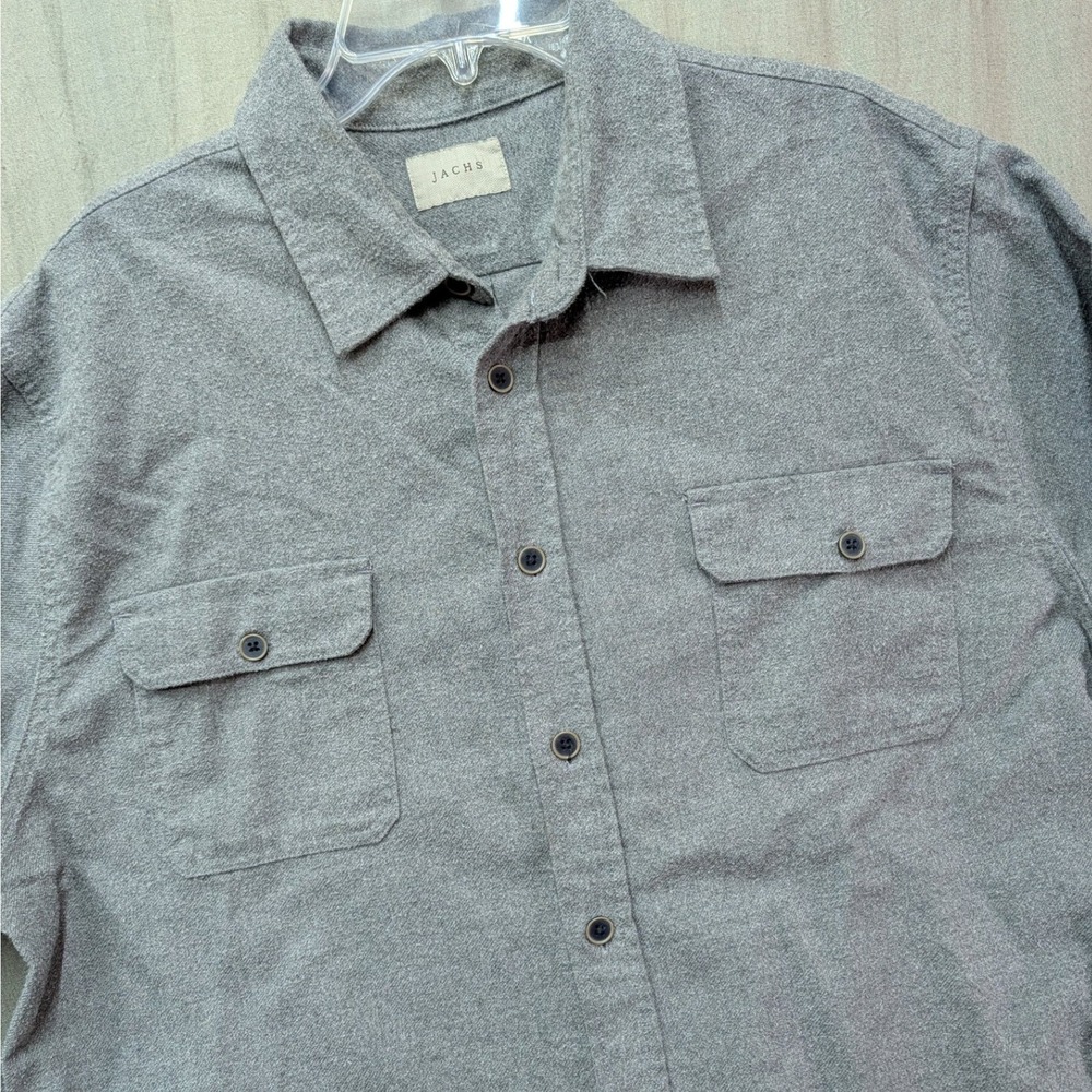 Jachs NY Mens 2XL Grey Flannel Long Sleeve Button Down Work Shirt 974954